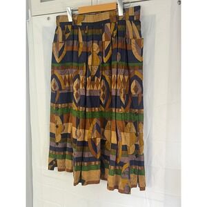 Vintage Bogner Geometric Abstract Midi Skirt Western Germany High Waist Multi